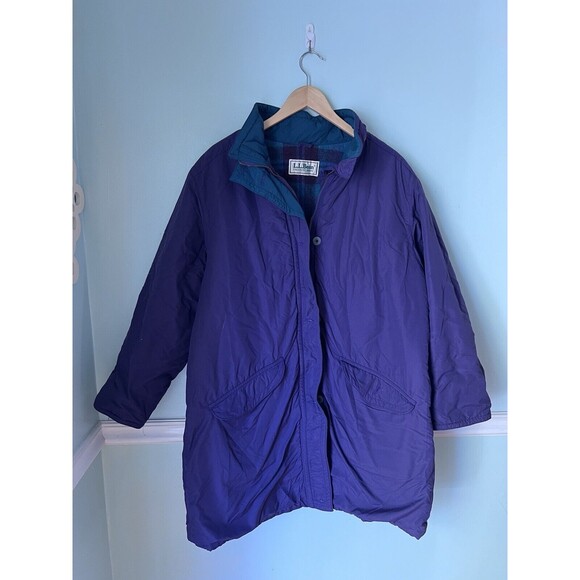 L.L. Bean Jacket Women L Jacket Parka Purple Lined No Hood Vtg 90s USA - Picture 1 of 8
